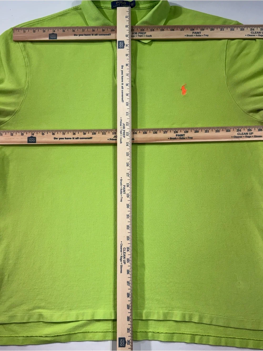 POLO by Ralph Lauren Men’s 100% Cotton, Solid Lime Green w/Orange Logo, 2XLT
